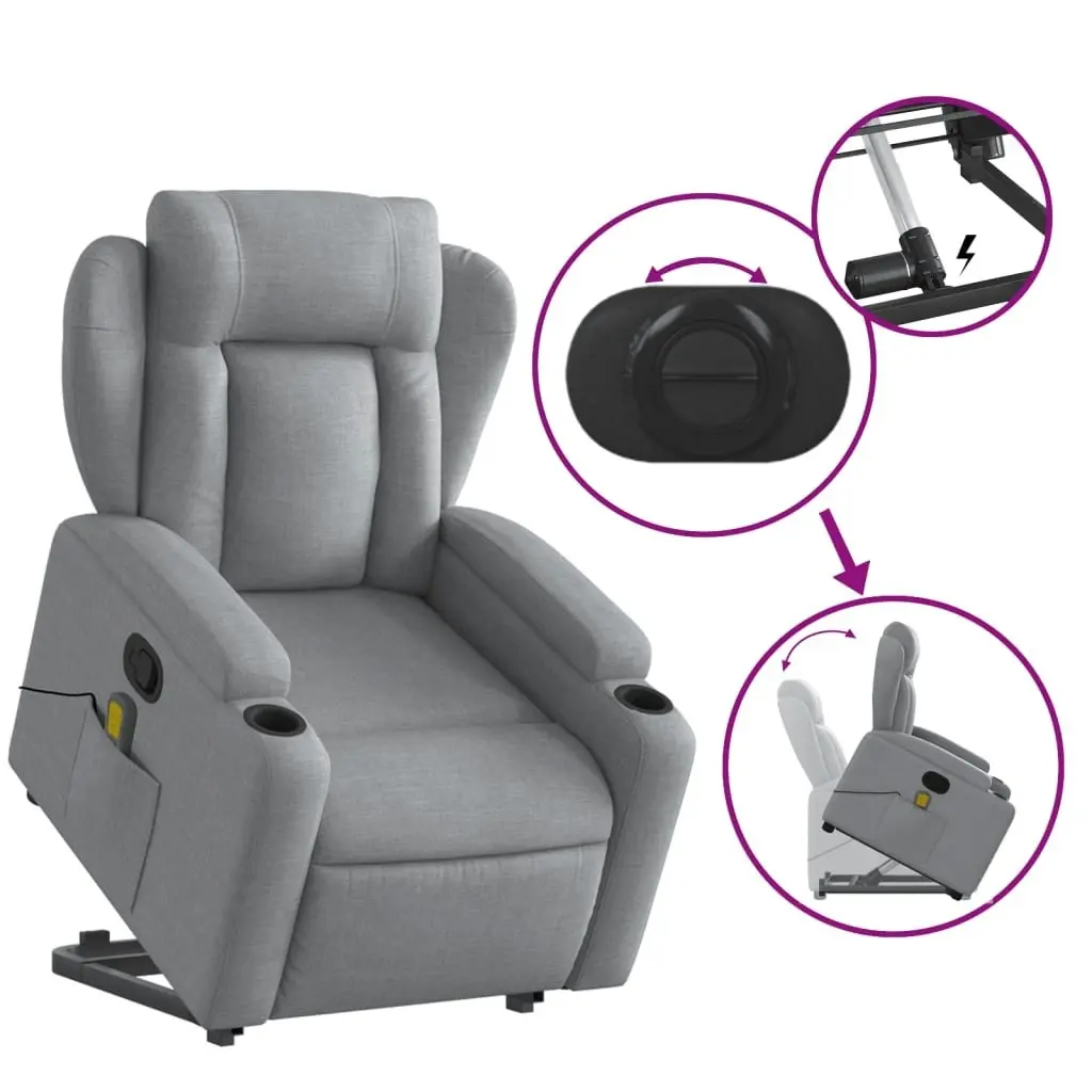 Stand up Massage Recliner Chair Light Grey Fabric 3205584