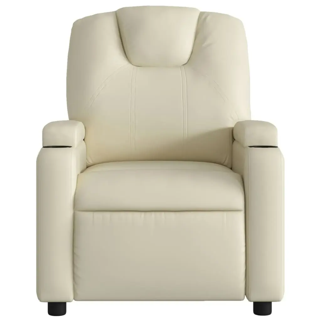 Massage Recliner Chair Cream Faux Leather 3205544