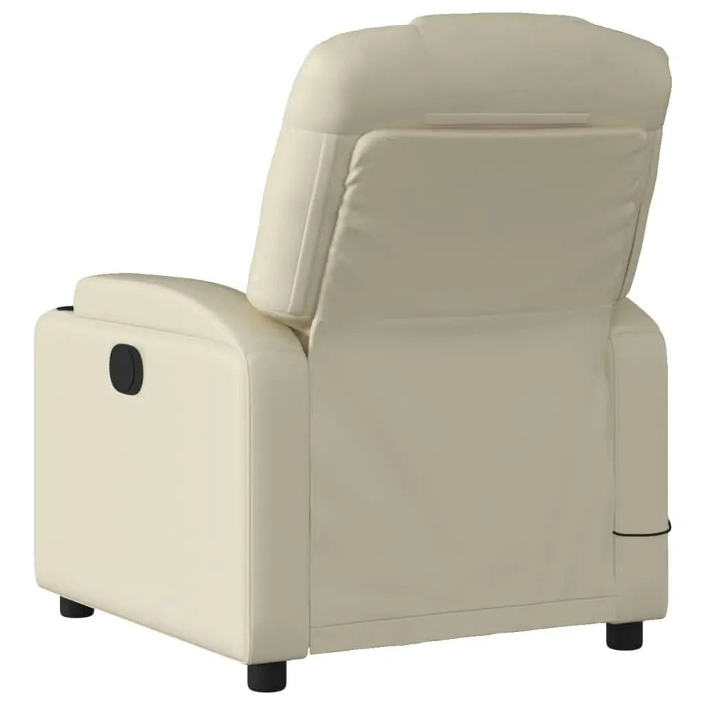 Massage Recliner Chair Cream Faux Leather 3205544