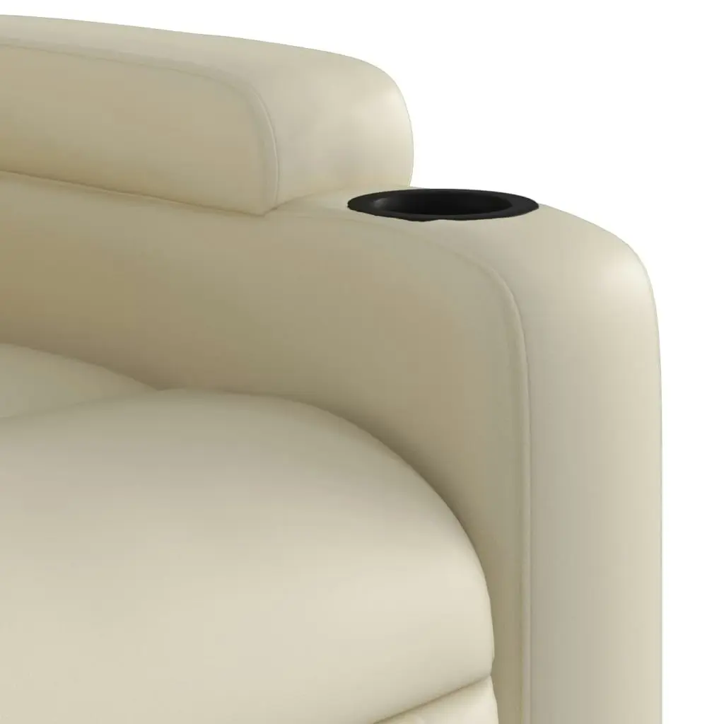 Massage Recliner Chair Cream Faux Leather 3205544