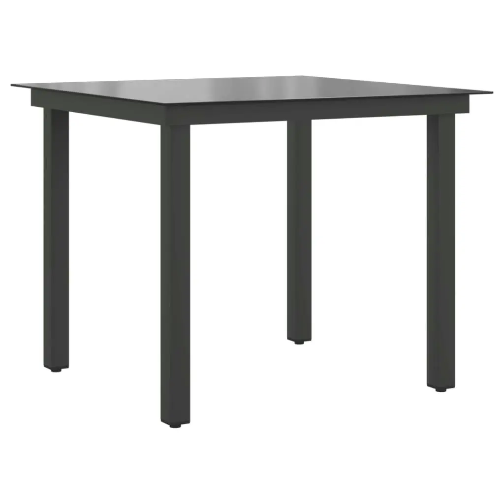 Garden Table Black 80x80x74 cm Aluminium and Glass 42787