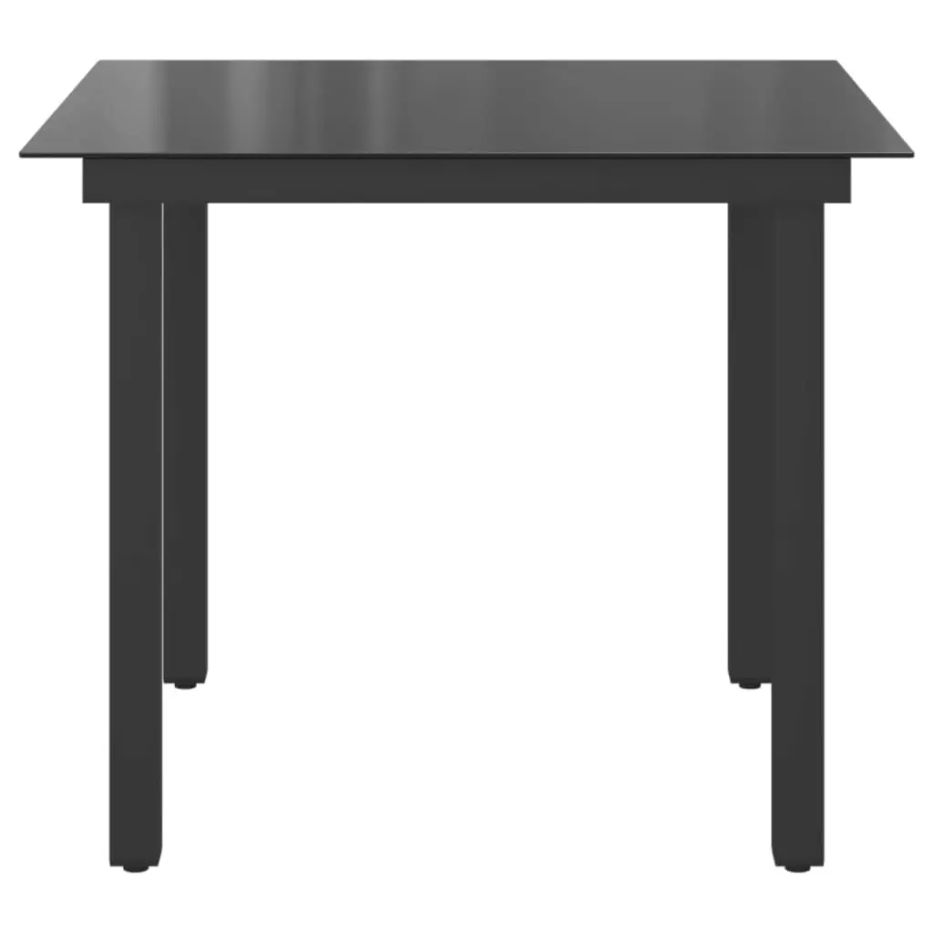 Garden Table Black 80x80x74 cm Aluminium and Glass 42787