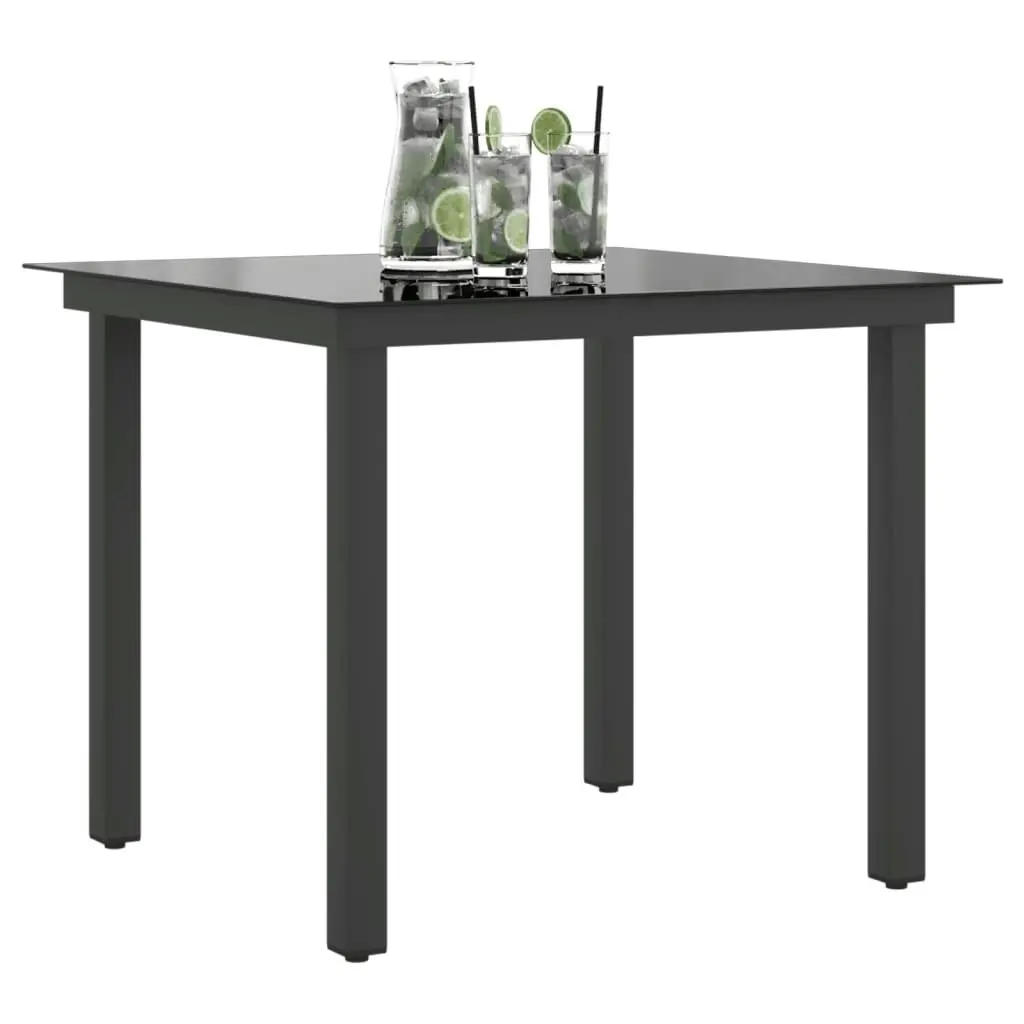 Garden Table Black 80x80x74 cm Aluminium and Glass 42787