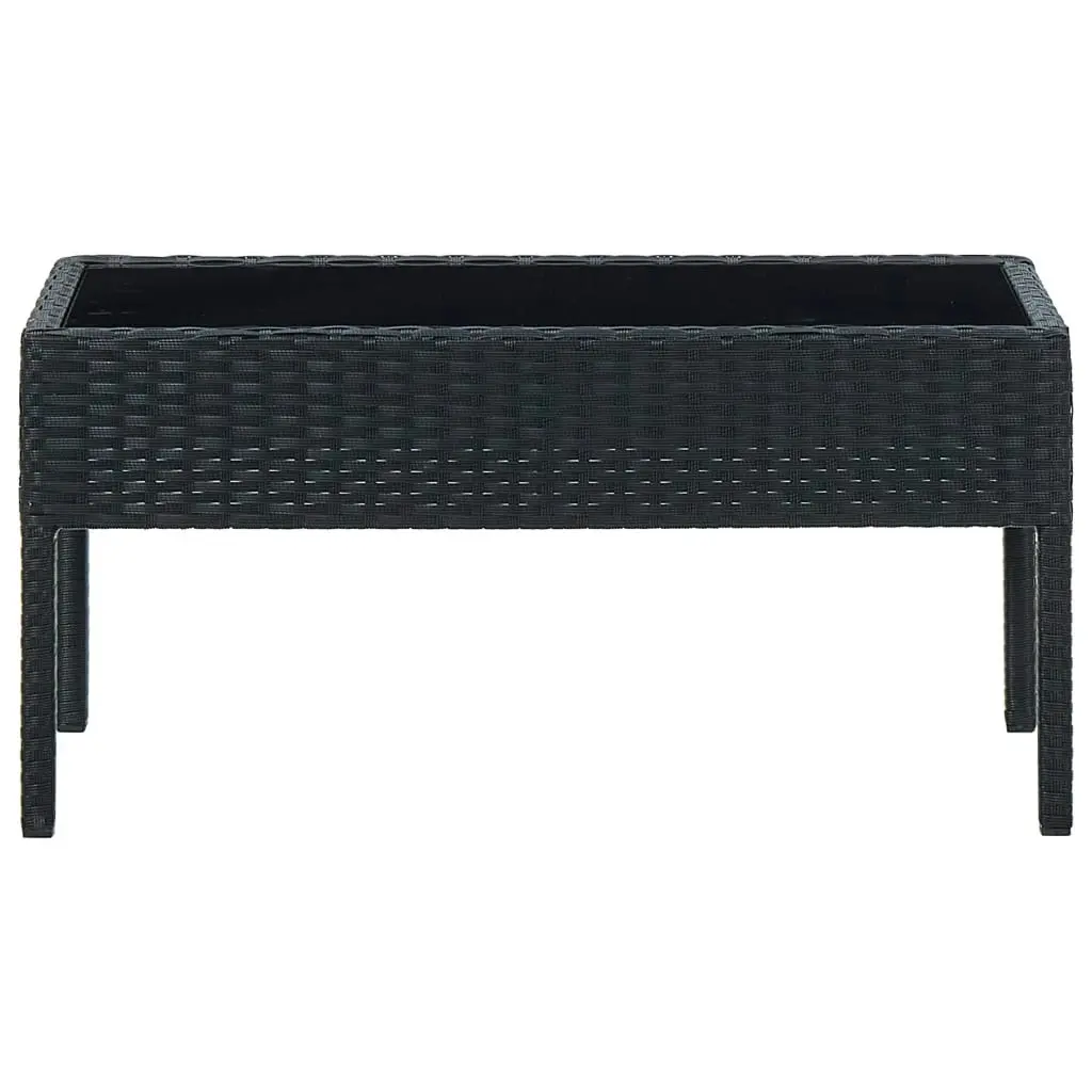 Garden Table Black 75x40x37 cm Poly Rattan 45904