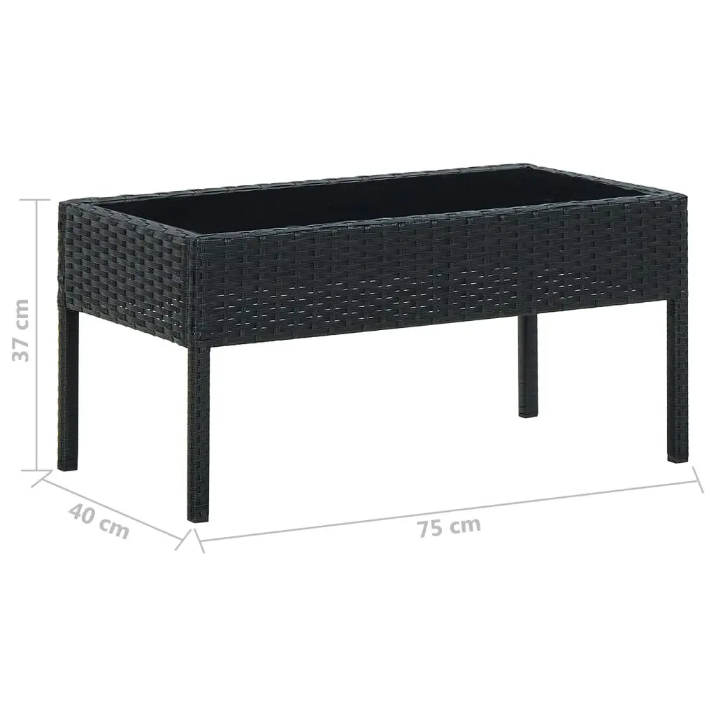 Garden Table Black 75x40x37 cm Poly Rattan 45904