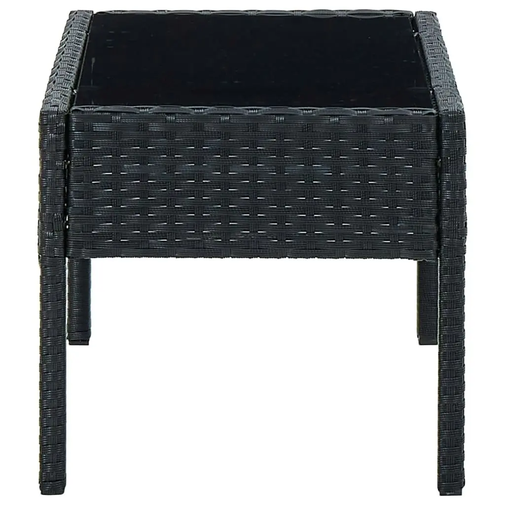 Garden Table Black 75x40x37 cm Poly Rattan 45904