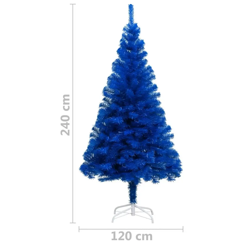 Artificial Pre-lit Christmas Tree with Ball Set Blue 240 cm PVC 3077683