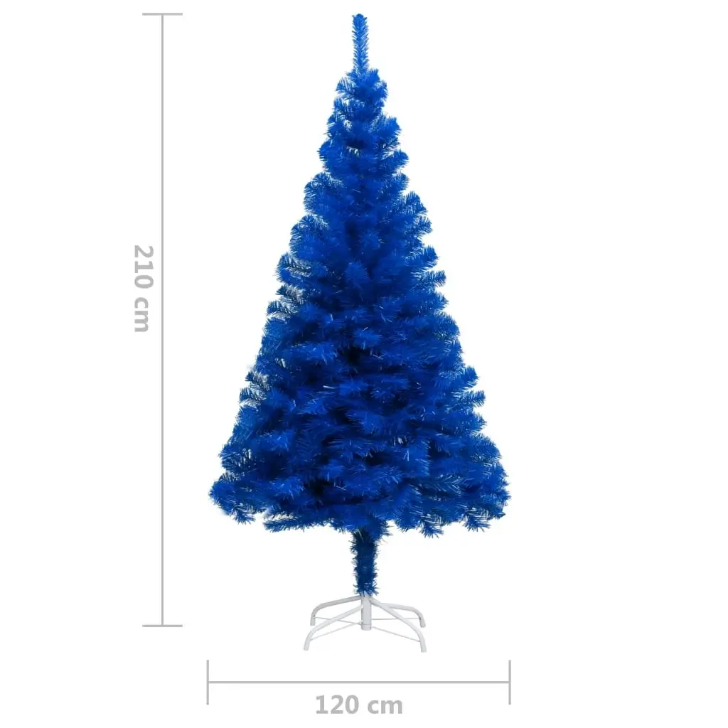 Artificial Pre-lit Christmas Tree with Stand Blue 210 cm PVC 3077424