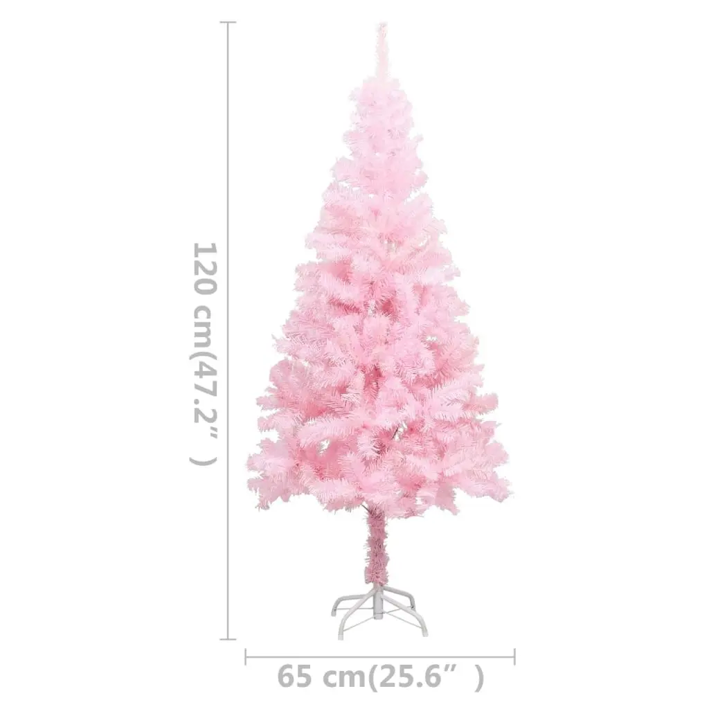 Artificial Pre-lit Christmas Tree with Stand Pink 120 cm PVC 3077411