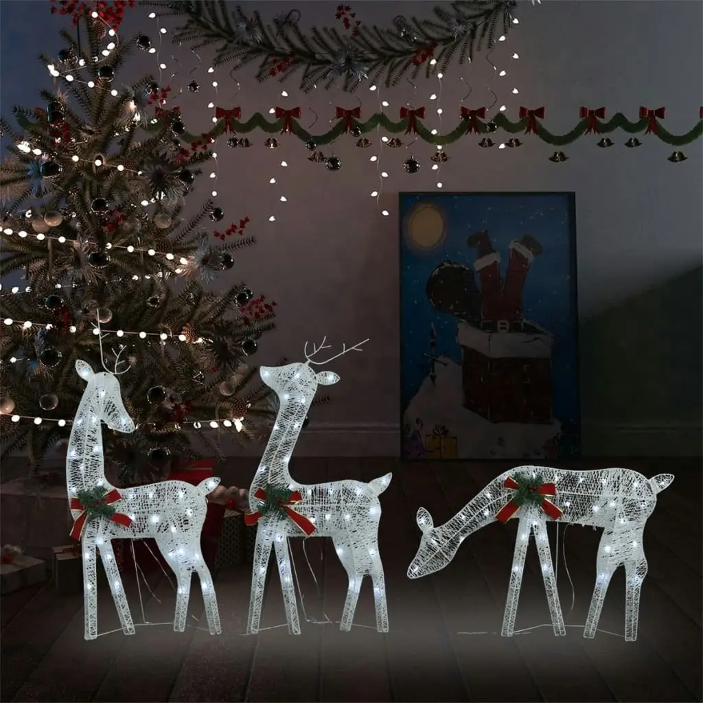 Christmas Reindeer Family 270x7x90 cm White Cold White Mesh 328506