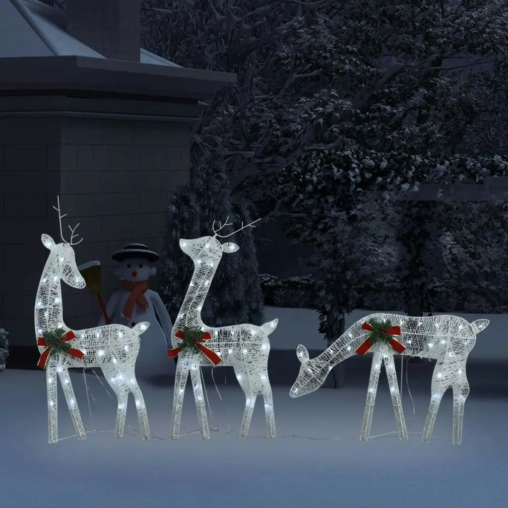 Christmas Reindeer Family 270x7x90 cm White Cold White Mesh 328506