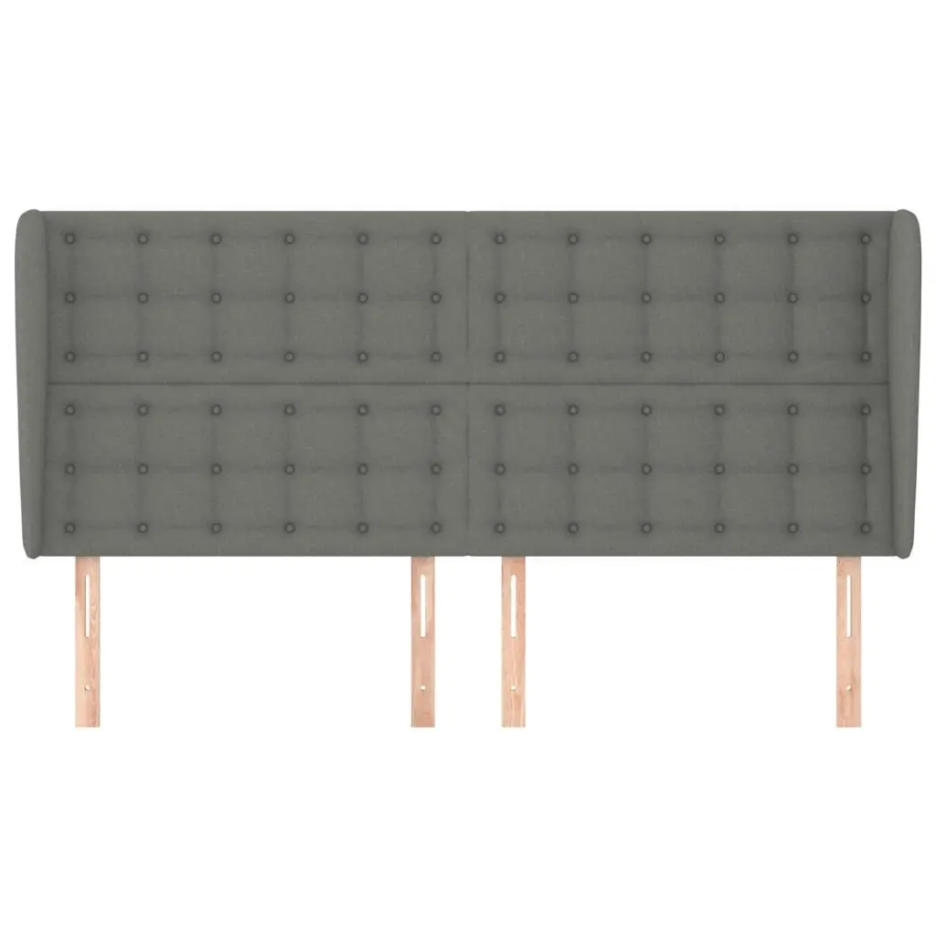 Headboard with Ears Dark Grey 163x23x118/128 cm Fabric 3118397