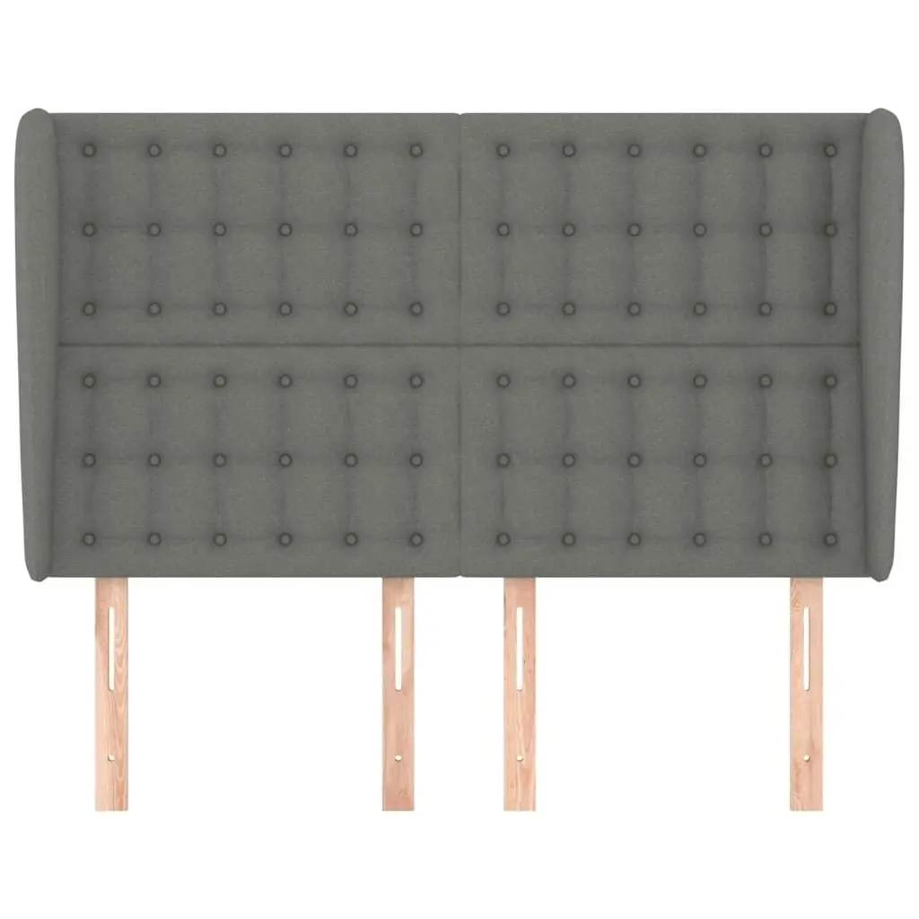 Headboard with Ears Dark Grey 147x23x118/128 cm Fabric 3118389