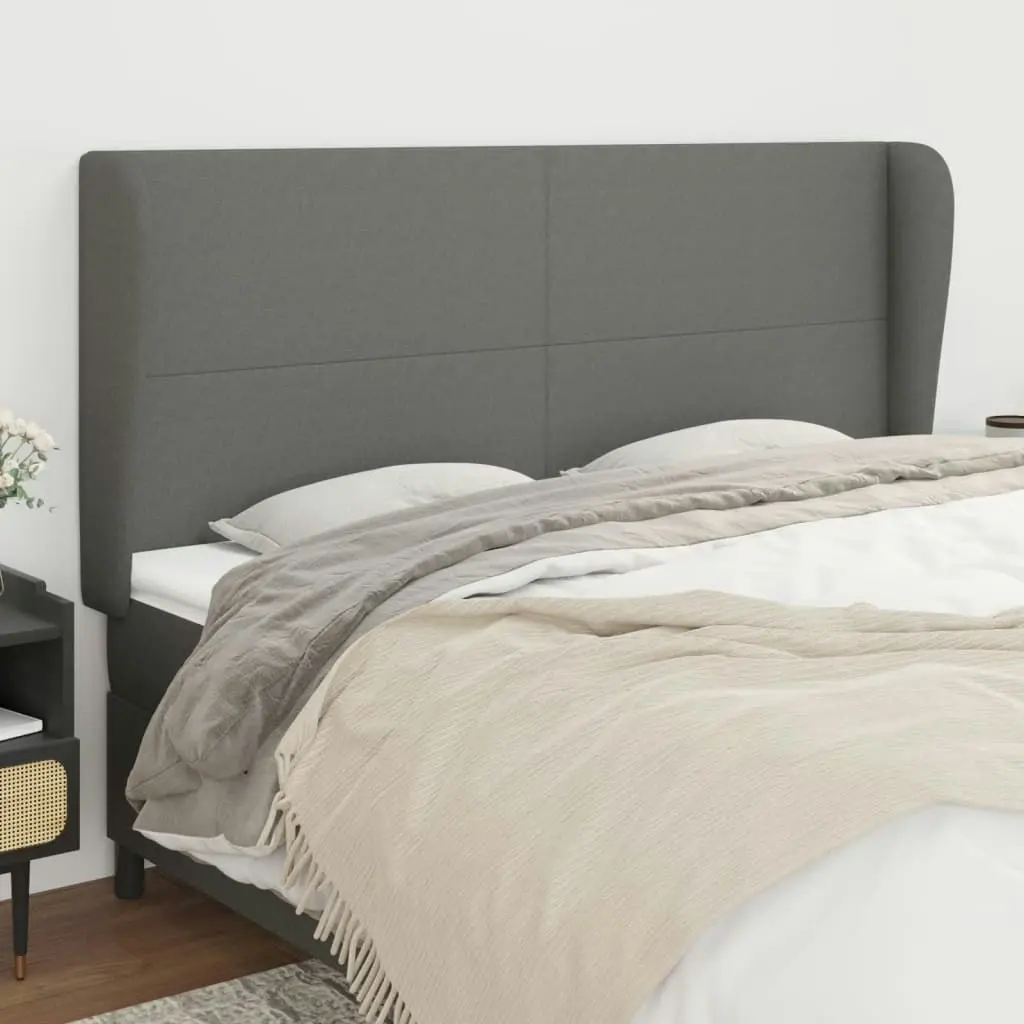 Headboard with Ears Dark Grey 163 cm Fabric 3117683