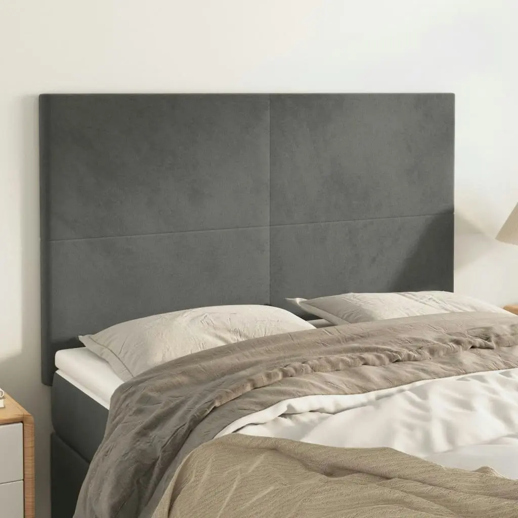 Headboards 4 pcs Dark Grey 72x5x78/88 cm Velvet 3116101