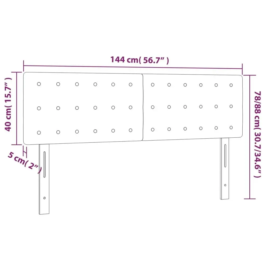 LED Headboard Black 144x5x78/88 cm Faux Leather 3121702