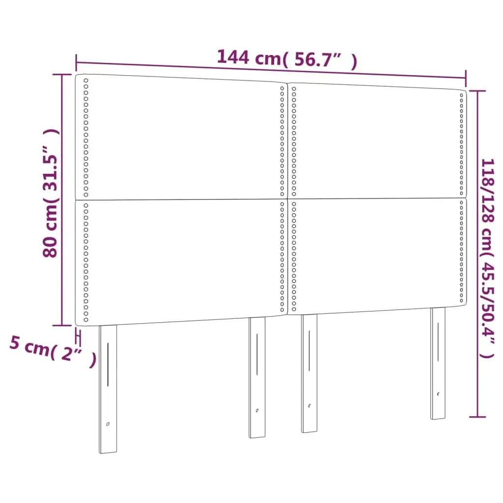 LED Headboard Dark Grey 144x5x118/128 cm Fabric 3122283