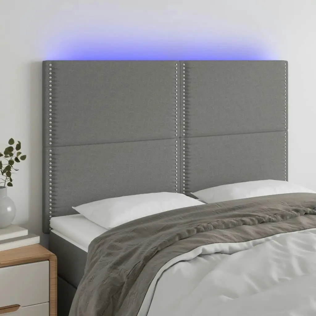 LED Headboard Dark Grey 144x5x118/128 cm Fabric 3122283