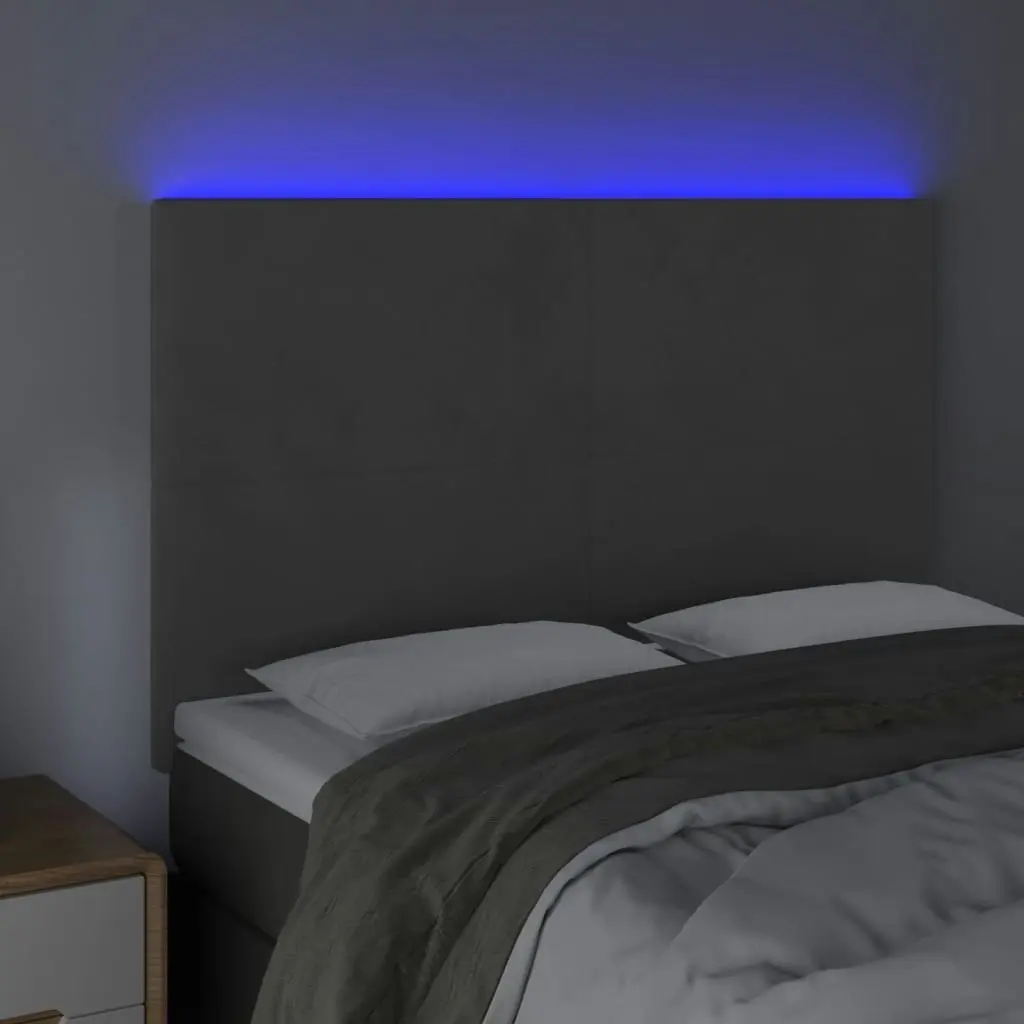 LED Headboard Dark Grey 144x5x118/128 cm Velvet 3122193