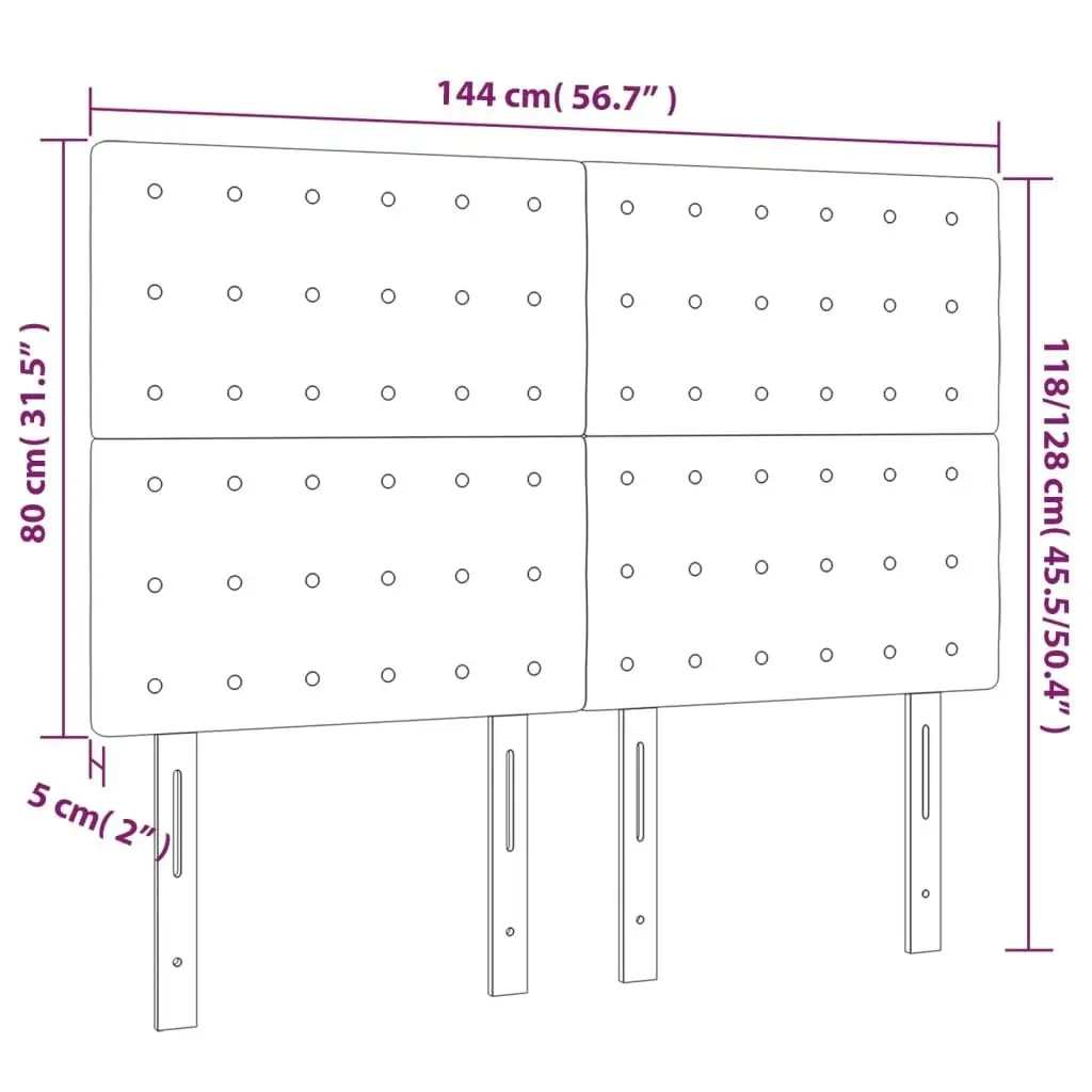 LED Headboard Dark Grey 144x5x118/128 cm Fabric 3122857