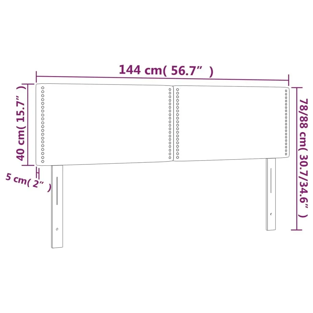 LED Headboard Dark Grey 144x5x78/88 cm Fabric 3121471