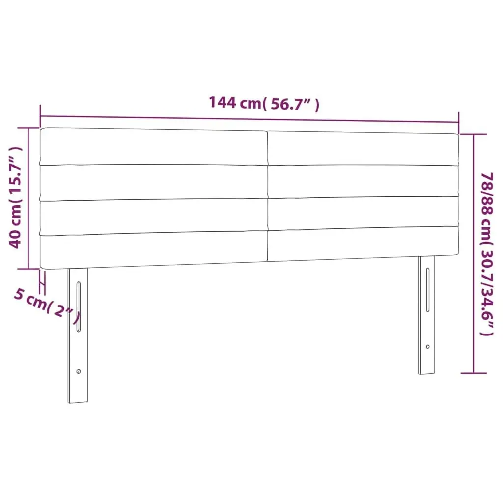 LED Headboard Dark Grey 144x5x78/88 cm Fabric 3121751