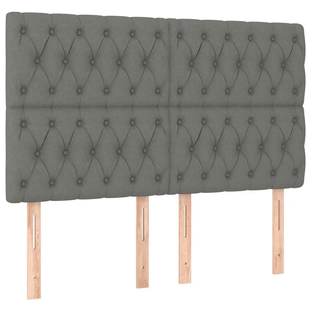 LED Headboard Dark Grey 144x7x118/128 cm Fabric 3122759