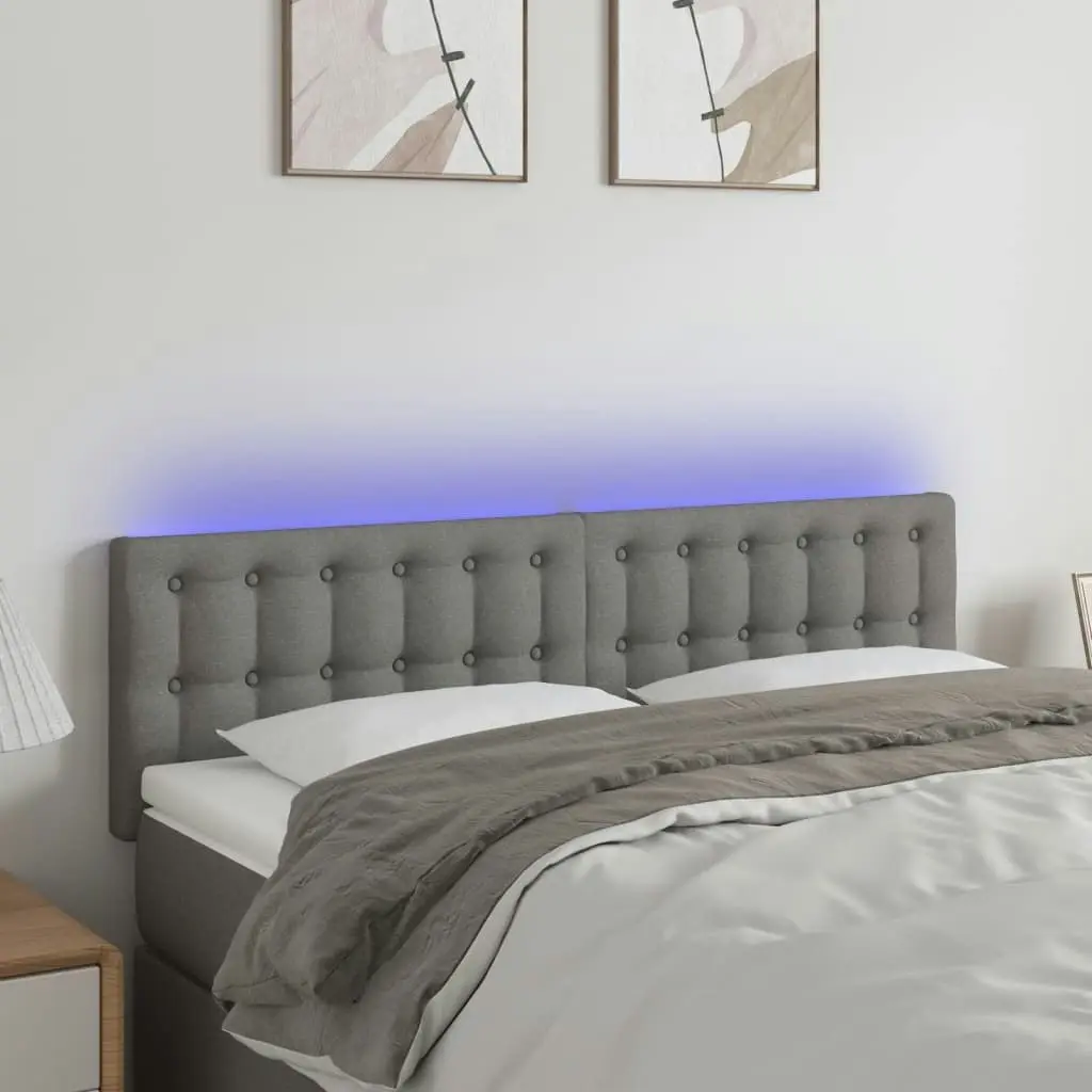 LED Headboard Dark Grey 144x5x78/88 cm Fabric 3122045