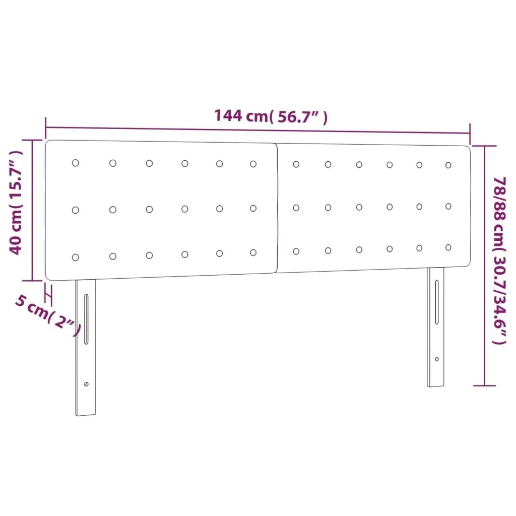 LED Headboard Dark Grey 144x5x78/88 cm Fabric 3122045