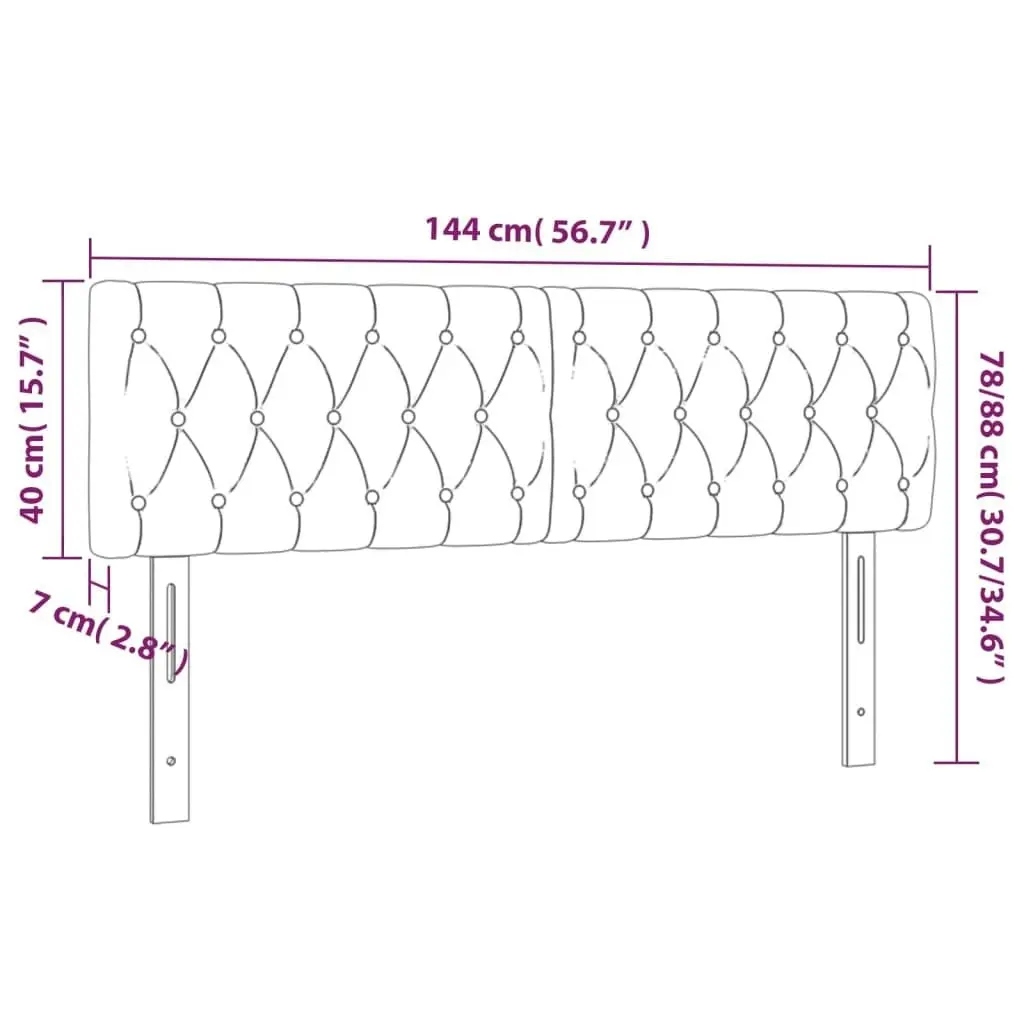 LED Headboard Dark Grey 144x7x78/88 cm Fabric 3121947