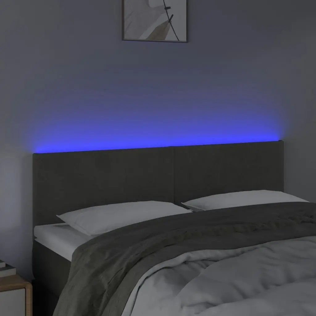 LED Headboard Dark Grey 144x5x78/88 cm Velvet 3121381