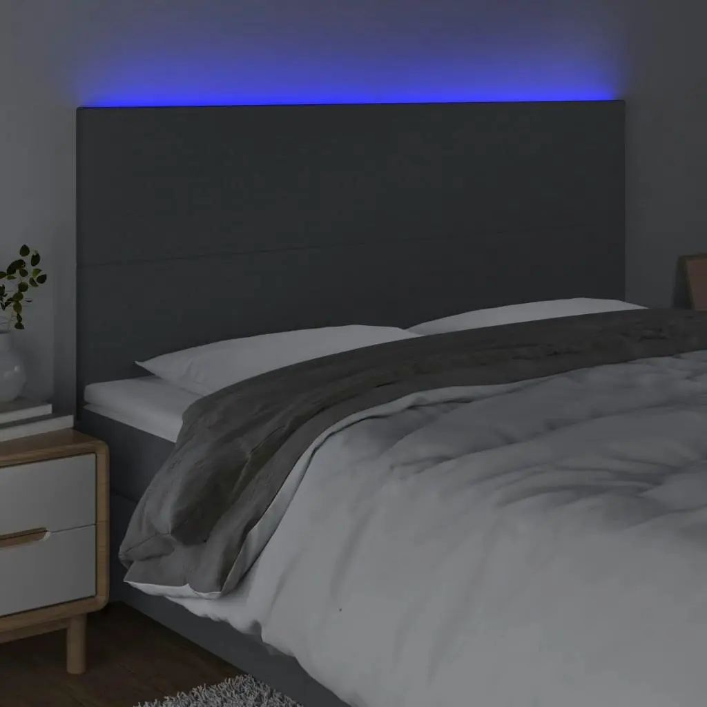 LED Headboard Dark Grey 160x5x118/128 cm Fabric 3122151