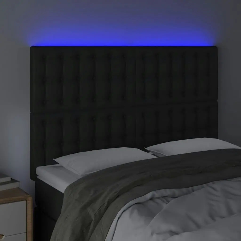 LED Headboard Black 144x5x118/128 cm Faux Leather 3122514