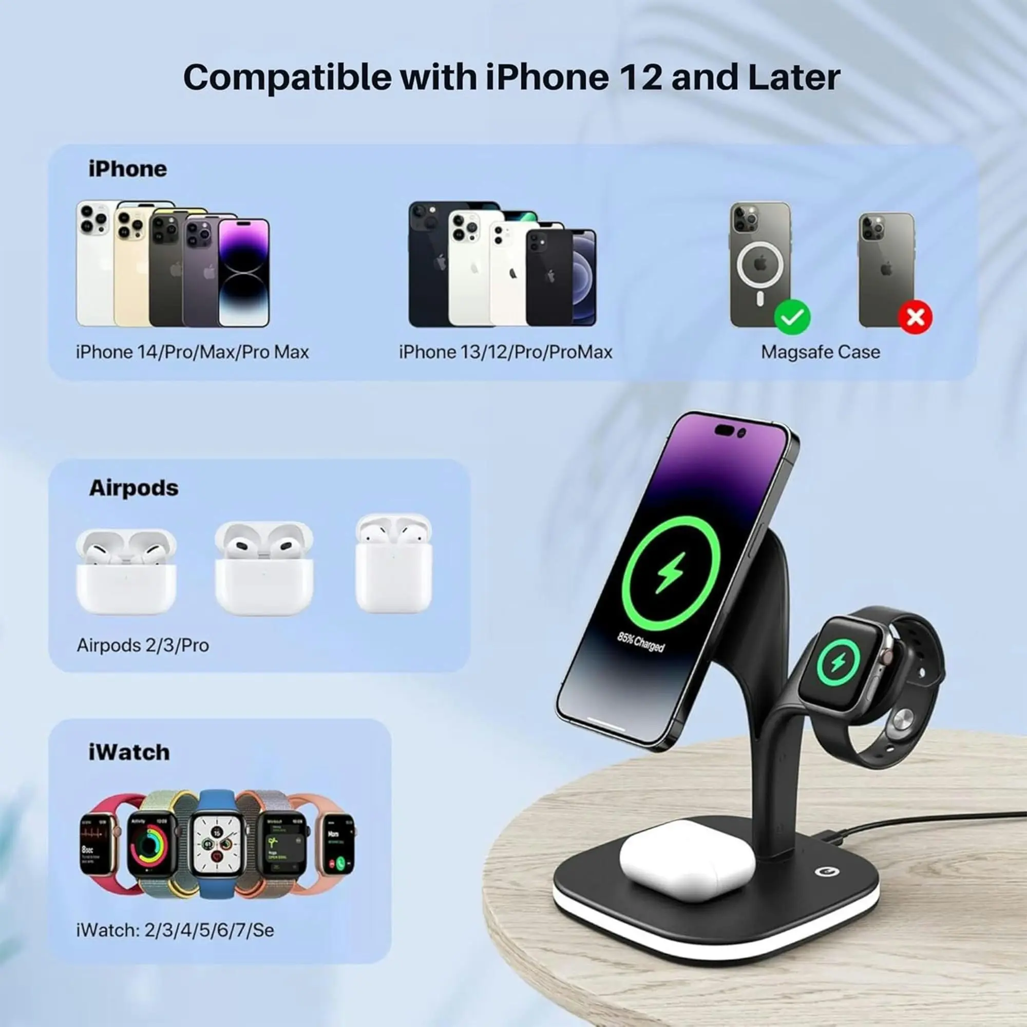 5-in-1 Wireless Charging Station with Night Light | Fast Multi-Device Charger