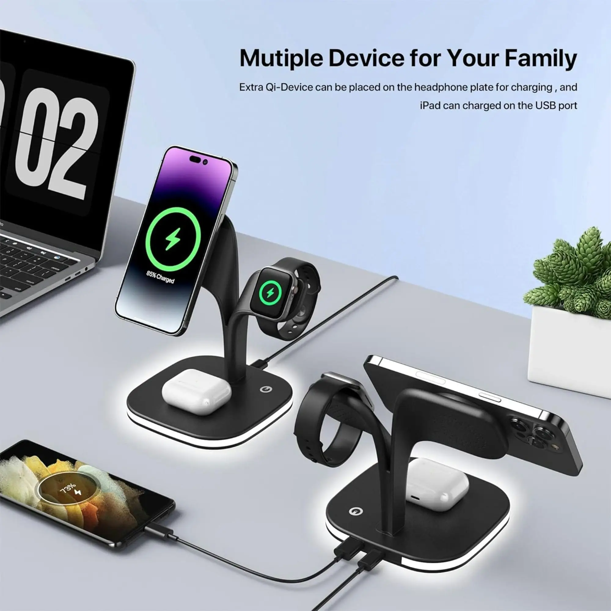 5-in-1 Wireless Charging Station with Night Light | Fast Multi-Device Charger