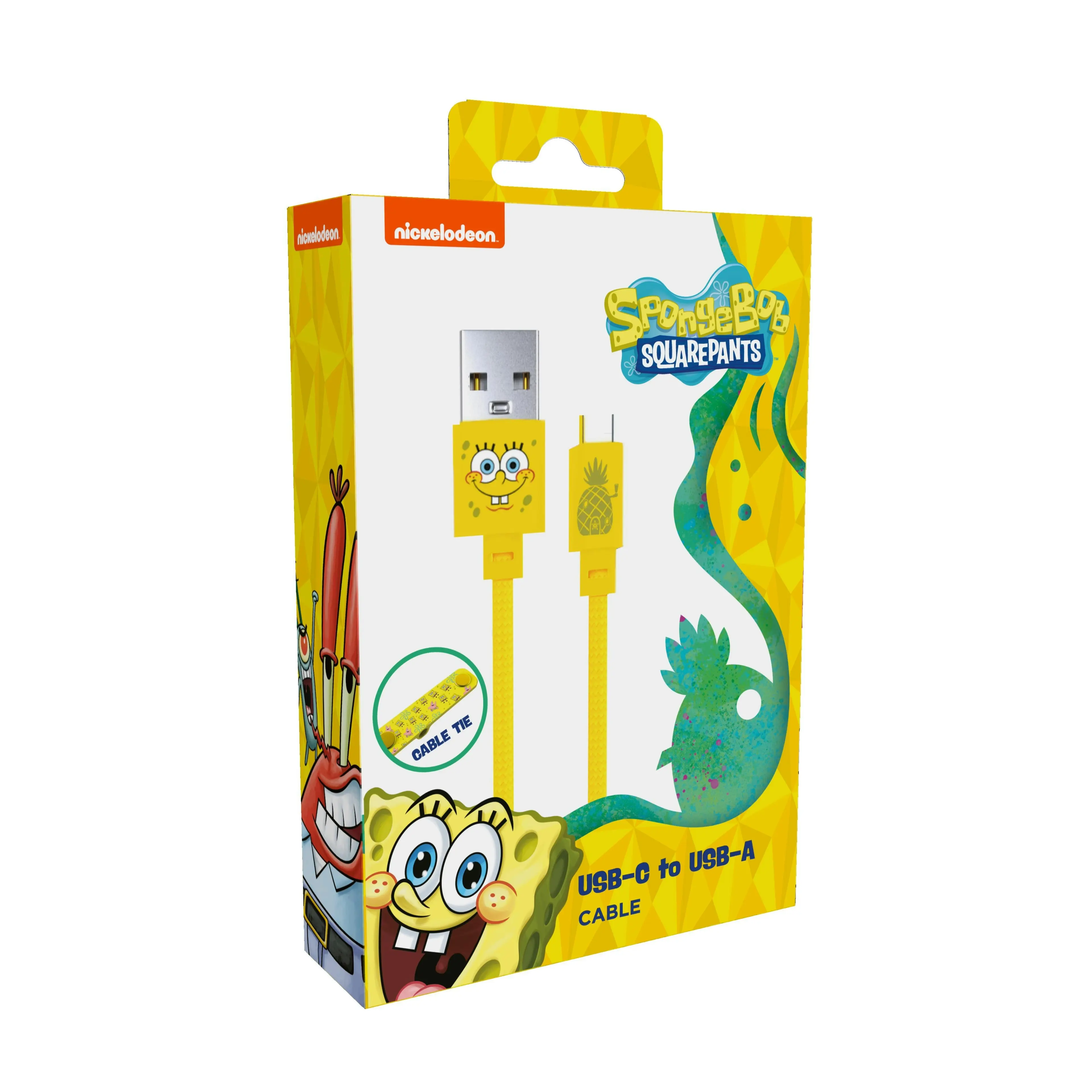 SpongeBob 1M USB-C to USB-A Fast Charge Cable - Nickelodeon