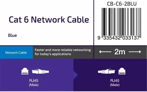 Connect 2m Cat6 Network Cable, Blue