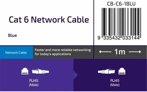 Connect 1m Cat6 Network Cable, Blue