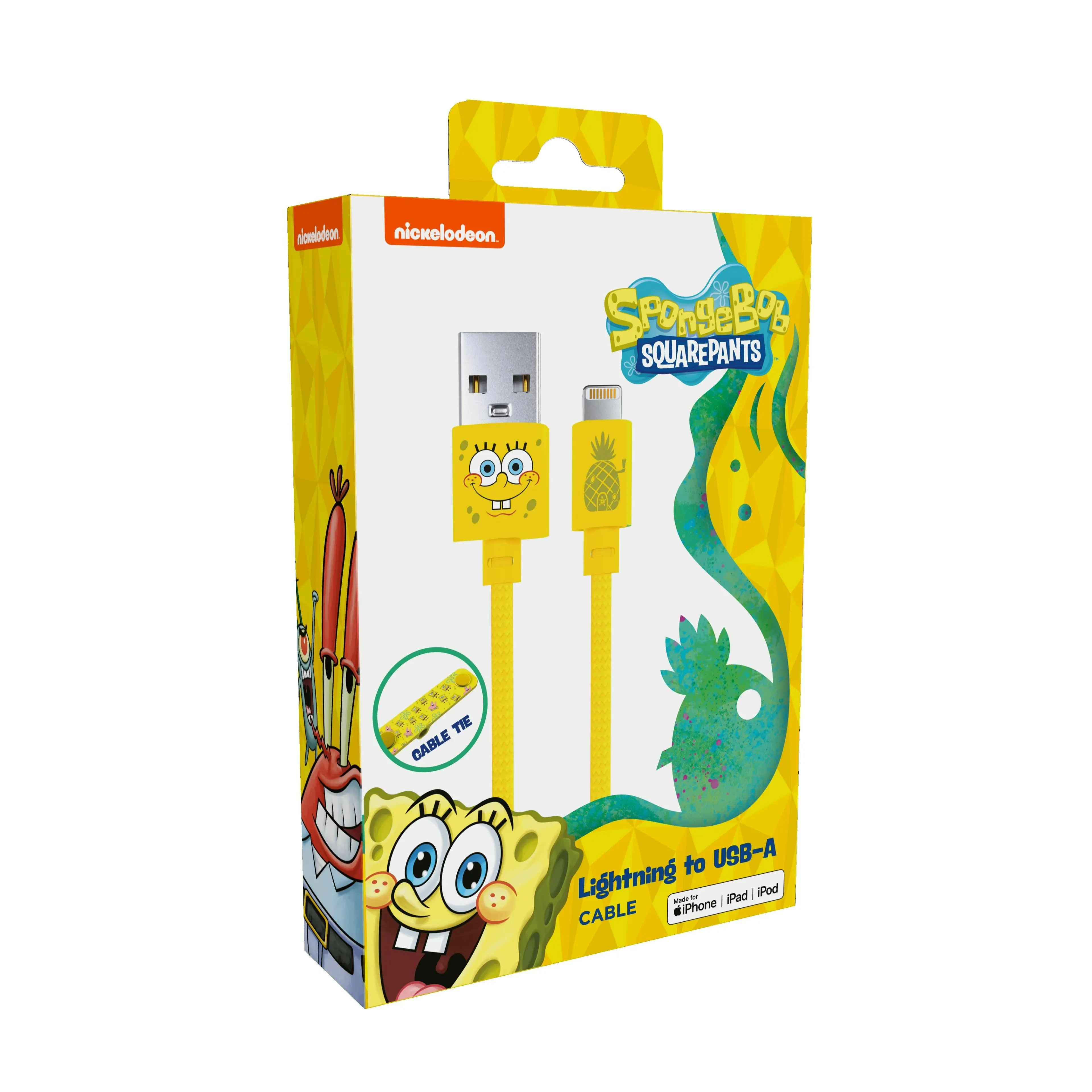 Sponge Bob Lightning to USB-A Cable 1m Fast Charge MFI Certified