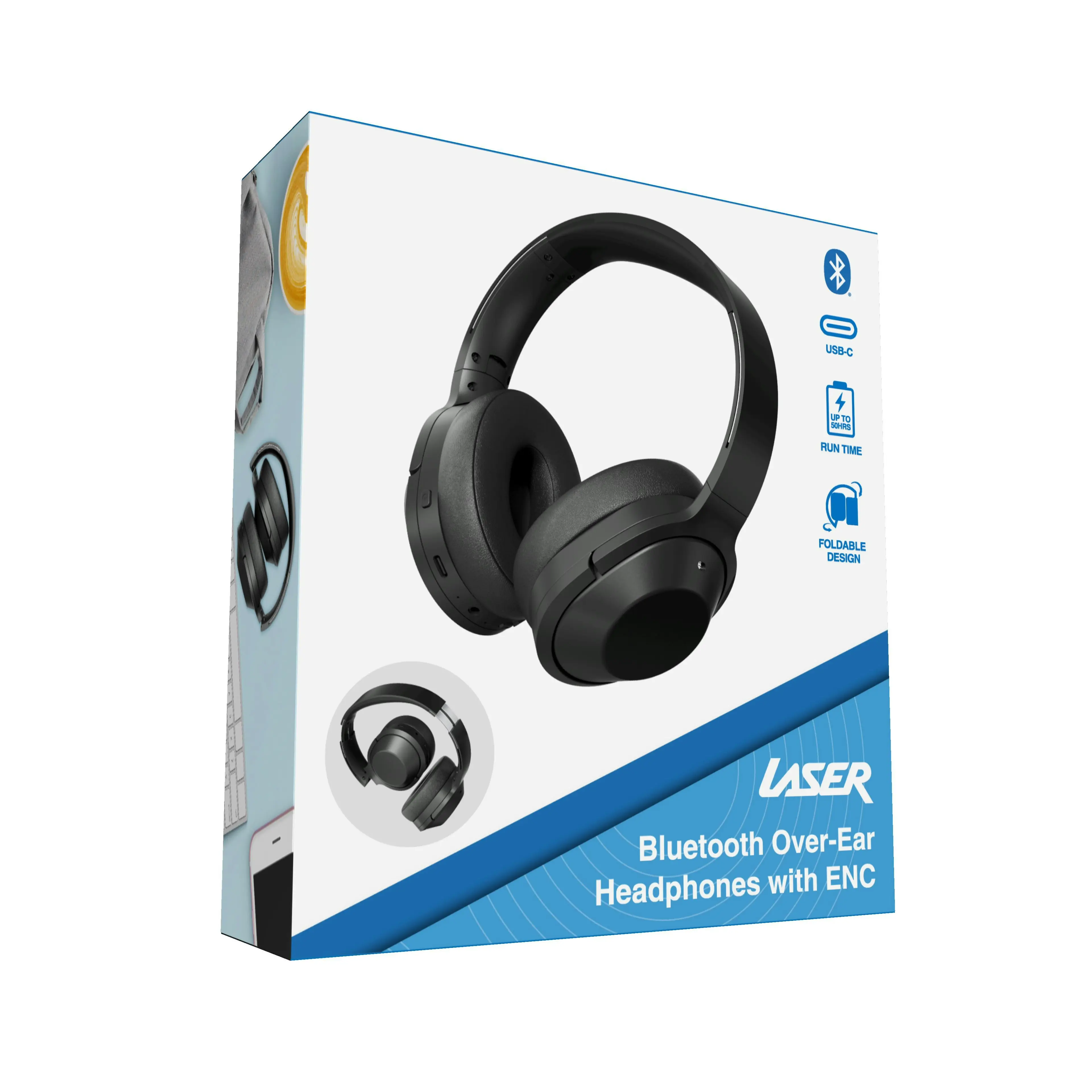 Laser ENC Bluetooth Headphones - Wireless, Noise-Cancelling, 50hr Battery