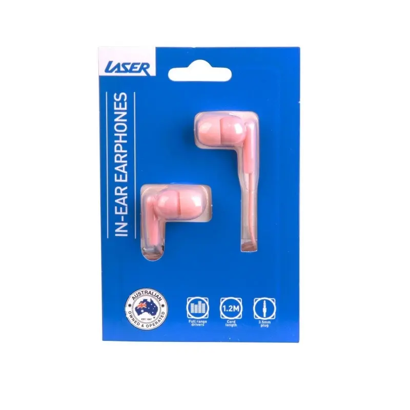 Earbud Headphones Headset with Mic in Rose Quartz