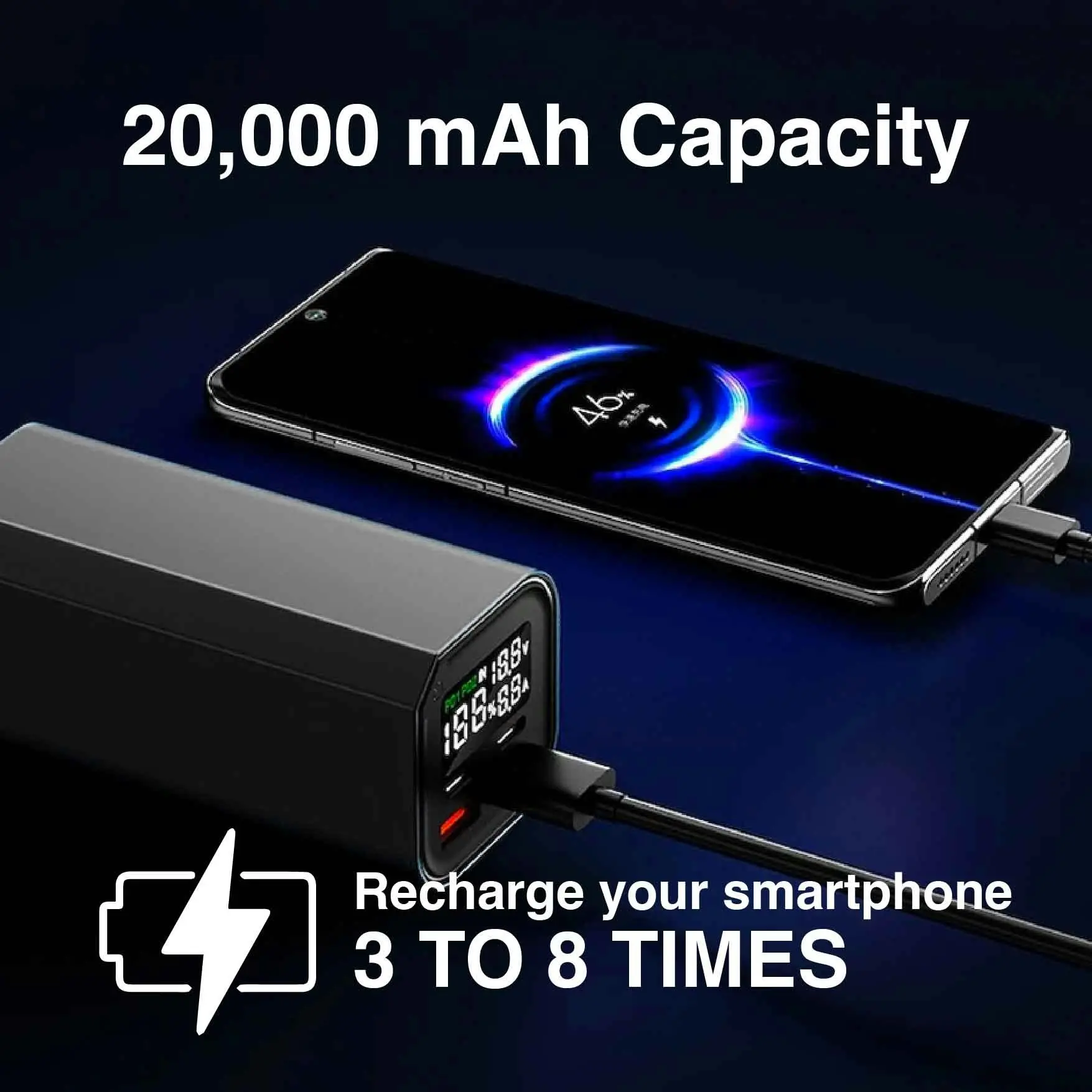 Laser 20000mAh PD Powerbank - 100W Fast Charge, Laptop, Phones, Fast Charging