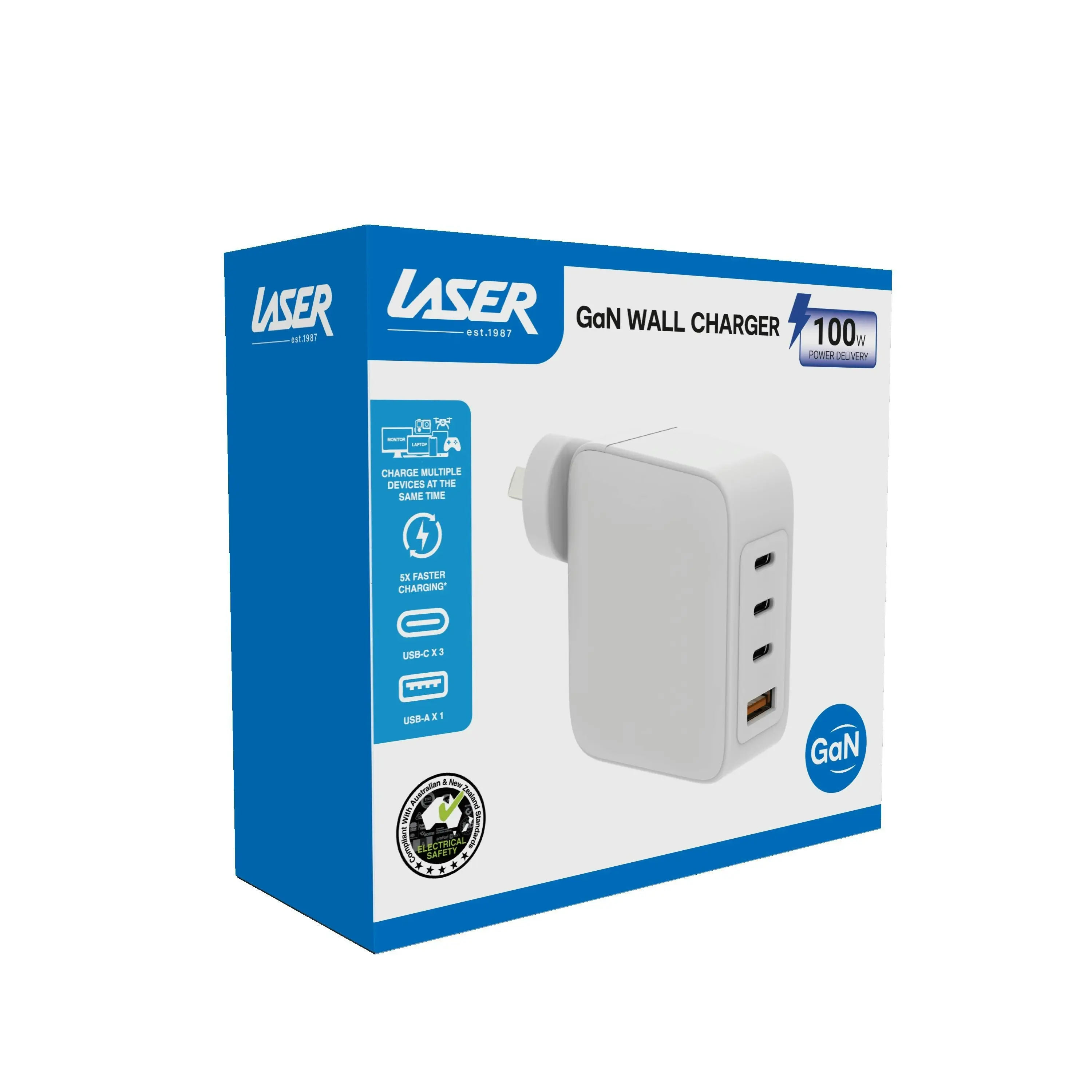 Laser 100W PD 4-Port GaN Charger - Fast USB Charging for Laptop Desktop iPhone