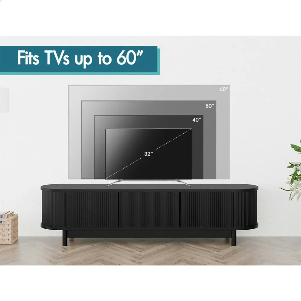 Alfordson TV Cabinet Entertainment Unit Stand 160cm Storage Shelf Black