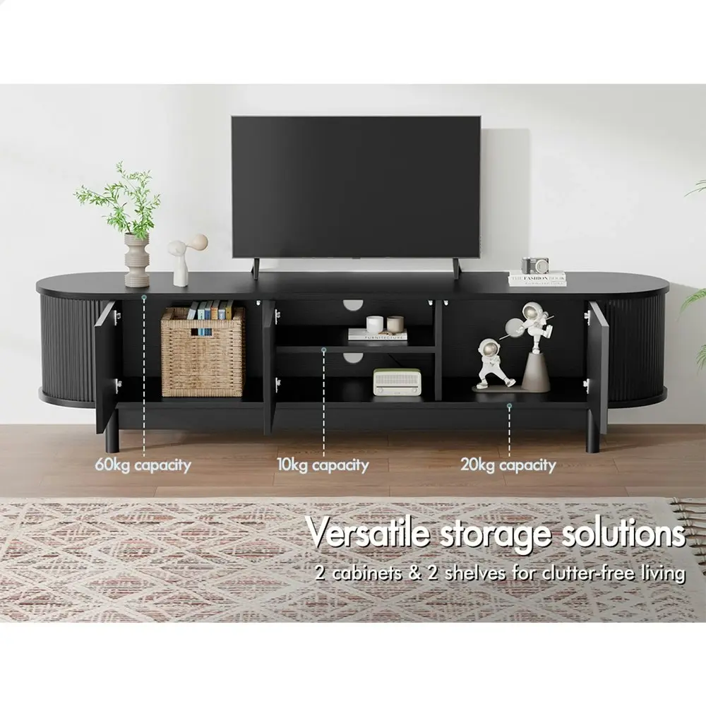 Alfordson TV Cabinet Entertainment Unit Stand 160cm Storage Shelf Black