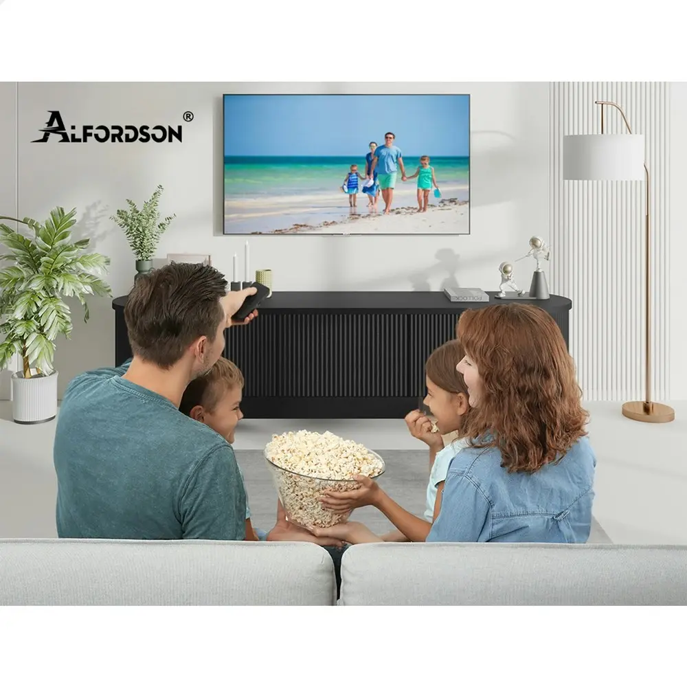 Alfordson TV Cabinet Entertainment Unit Stand 160cm Storage Shelf Black