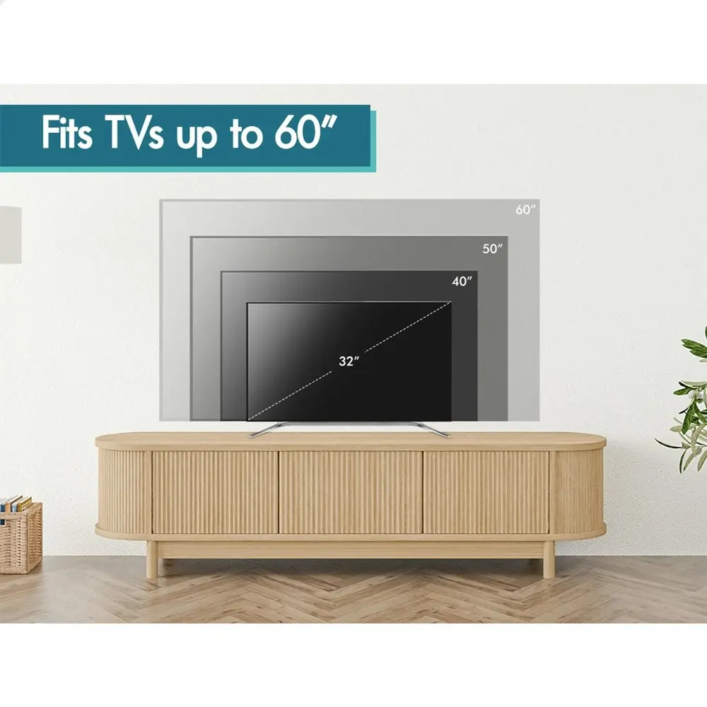 Alfordson TV Cabinet Entertainment Unit Stand 160cm Storage Shelf Wood