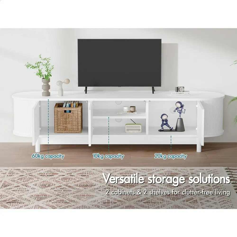 Alfordson TV Cabinet Entertainment Unit Stand 160cm Storage Shelf White