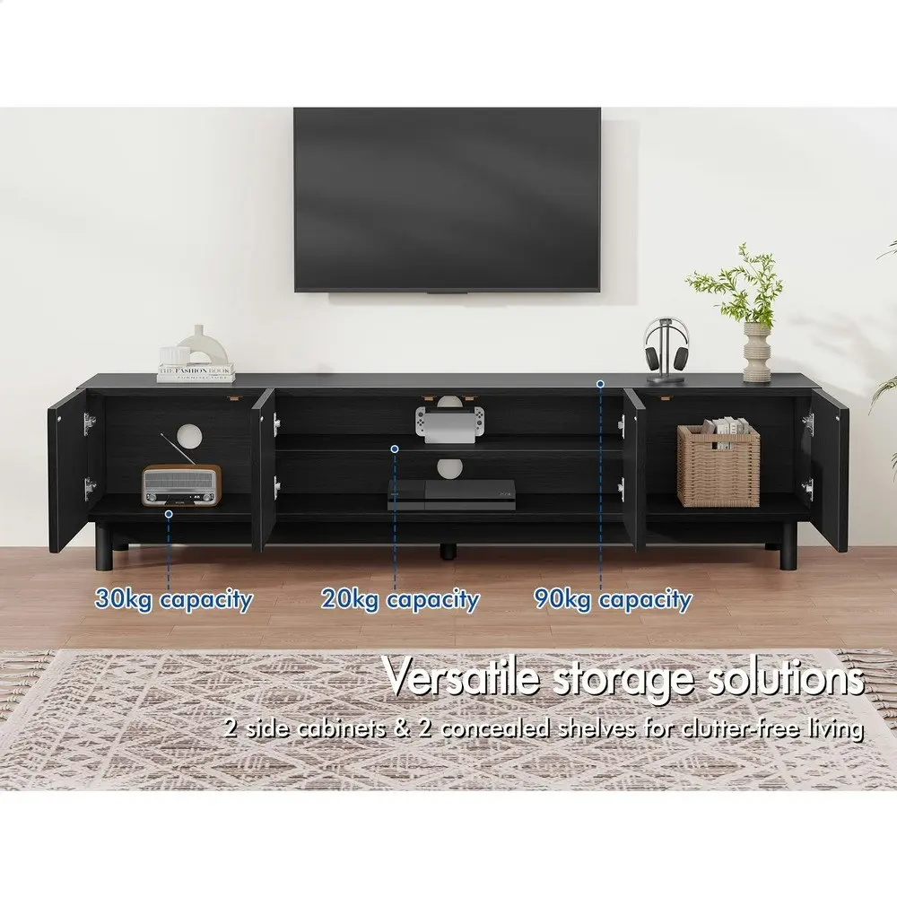 Alfordson Entertainment Unit TV Cabinet Stand 180cm Black