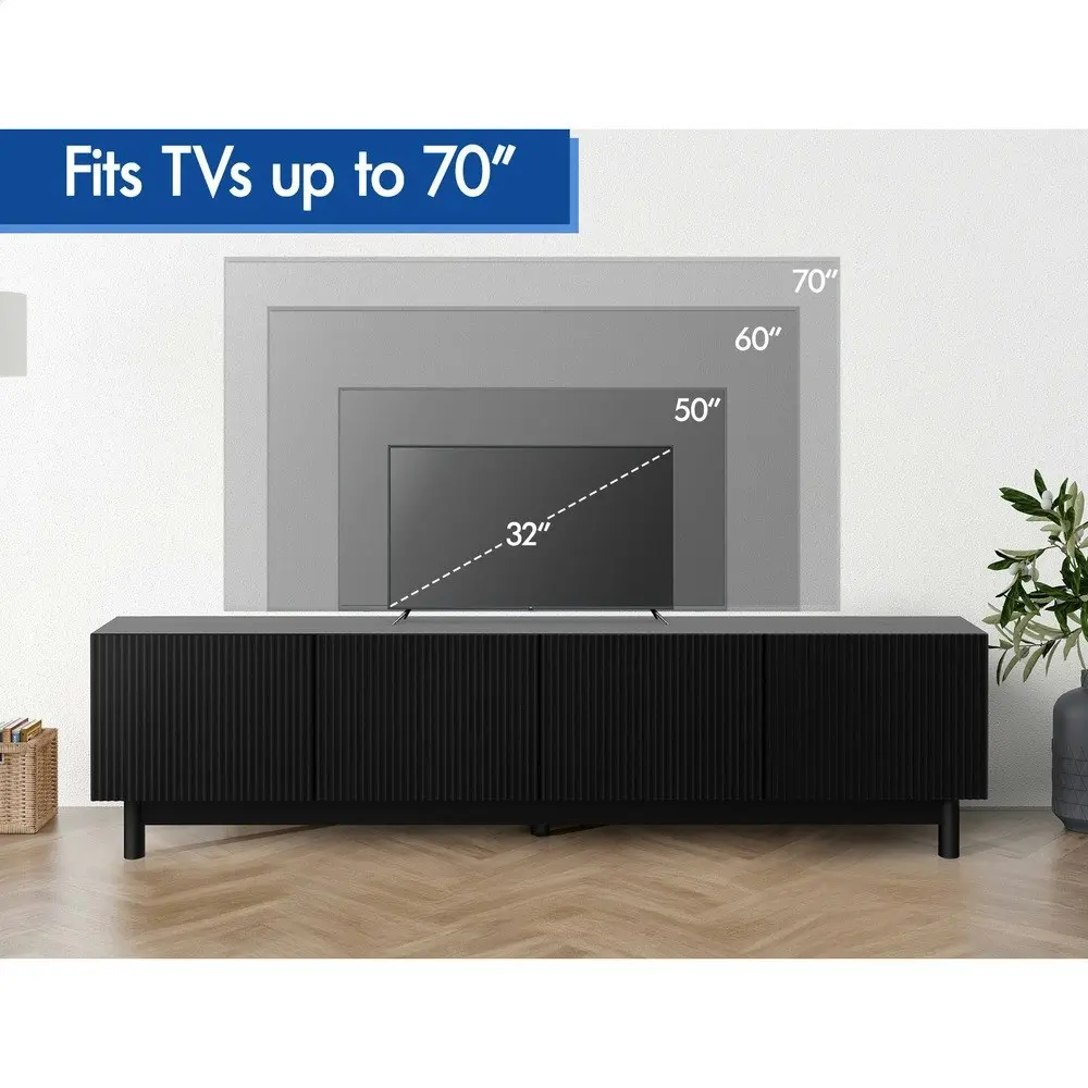 Alfordson Entertainment Unit TV Cabinet Stand 180cm Black